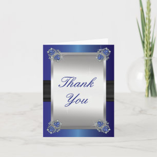Elegante Diamanten   Blauer Spinell 65. Hochzeitst Dankeskarte