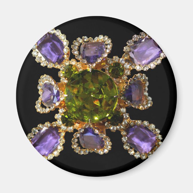 Elegante Diamanten lila Grünsteine Magnet (Vorne)