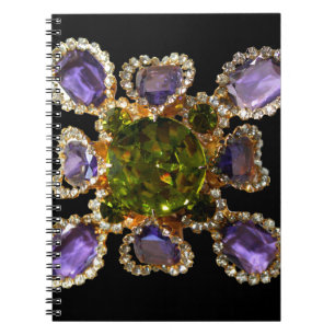 Elegante Diamanten lila Grünsteine Notizblock