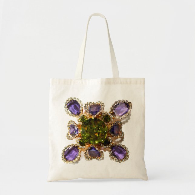 Elegante Diamanten lila Grünsteine Tragetasche (Vorne)