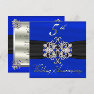 Elegante Diamanten Saphir 5. Hochzeitstag Einladung