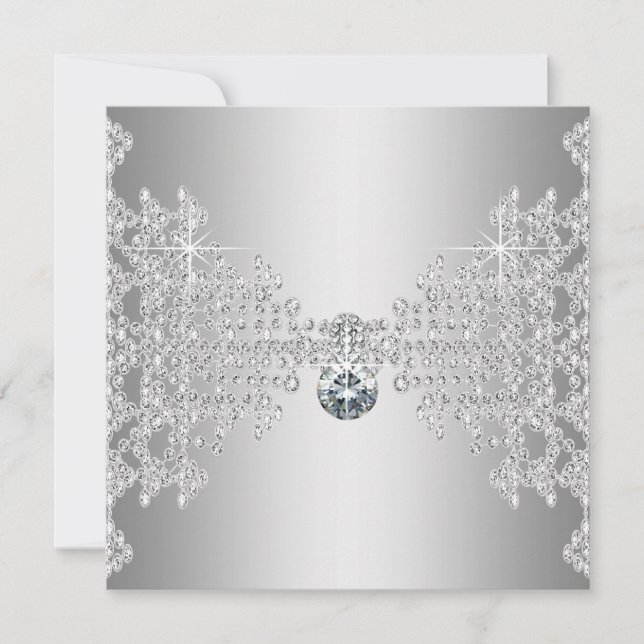 Elegante Diamanten und Silberhochzeit Einladung (Vorderseite)