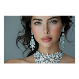 Elegante Diamantstrahlende Hochzeitsporträt Poster