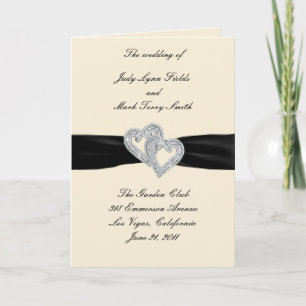 Elegante Diamond Black Ribbon Programmkarte Programm
