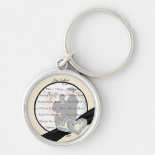 Elegante Diamond Black Ribbon Round Key Chain Schlüsselanhänger
