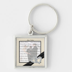 Elegante Diamond Black Ribbon Square Schlüsselkett Schlüsselanhänger