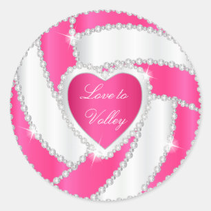 Elegante Diamond Herz Hot Pink Volleyball Runder Aufkleber