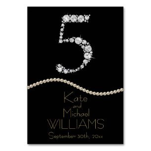 Elegante Diamond/Pearl WEDDING TABLE CARD Tischnummer