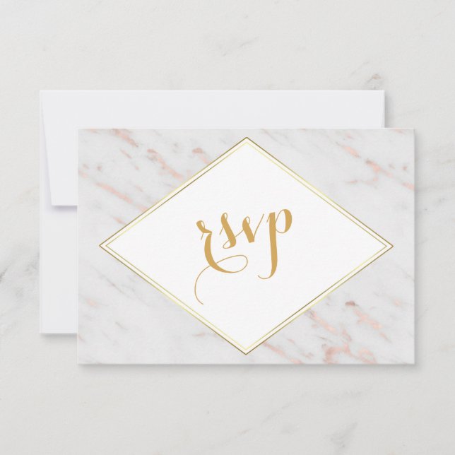 Elegante Diamond Rose Gold Marble UAWG RSVP Karte (Vorderseite)