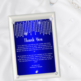 Elegante Diamonds and Pearls Blue Wedding Vielen D Dankeskarte