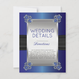 Elegante Diamonds Sapphire Wedding Details Beilage Einladung