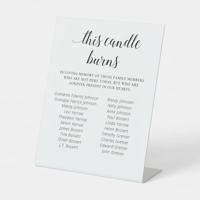 Elegante Dieses Candle Burns Family Wiedersehen Me Sockelschild (Vorderseite)