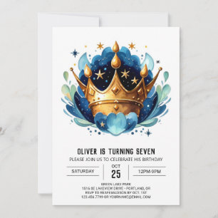Elegante Digital Prince Crown Geburtstag Einladung