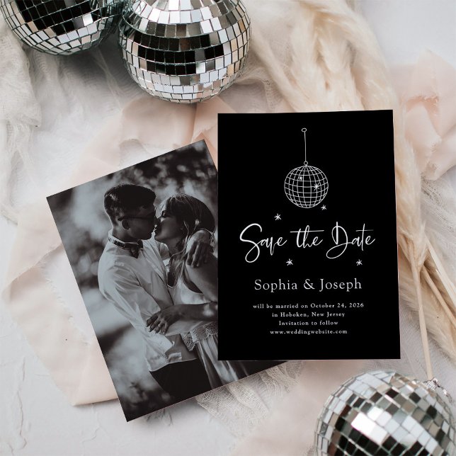 Elegante Disco Ball Minimalistisch | Foto Save The Date (Von Creator hochgeladen)