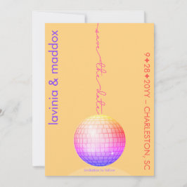 Elegante Disco Ball Orange und Hot Pink Wedding Save The Date