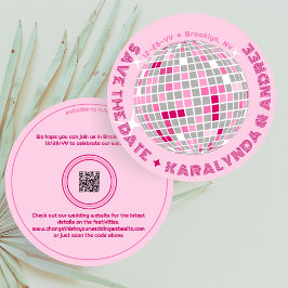 Elegante Disco Ball Rosa Runde Hochzeit Save The Date