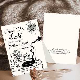 Elegante Disco Wedding Save the Date Cards Einladung