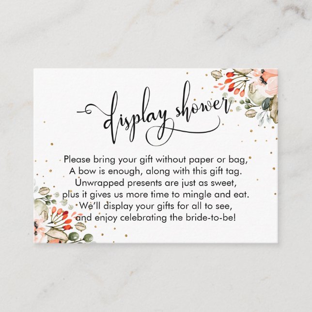 Elegante Display Brautparty Floral Confetti Begleitkarte (Vorderseite)
