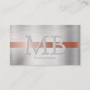 Elegante DIY Monogram Rose Gold & Brushed Steel Vs Visitenkarte