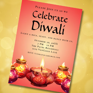 Élégante Diya Diwali Célébration Invitation