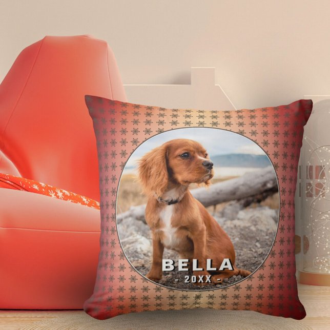 Elegante Dog Pet Foto Goldene Schneeflocken Kissen (Von Creator hochgeladen)
