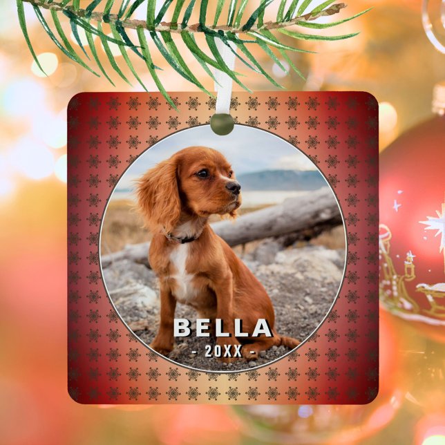 Elegante Dog Pet Foto Goldene Schneeflocken Ornament Aus Metall (Von Creator hochgeladen)