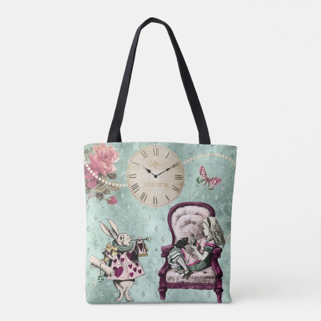 Elegante doppelseitige Alice im Wunderland Tasche (Rückseite)