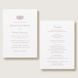 Elegante doppelseitige Hochzeitseinladung Rosa Einladung