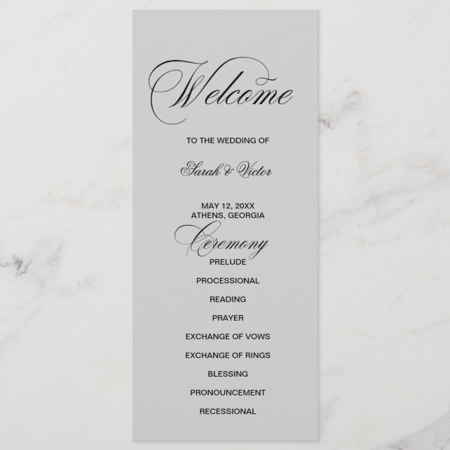 Elegante doppelseitige Programmkarte  Programm (Vorderseite)
