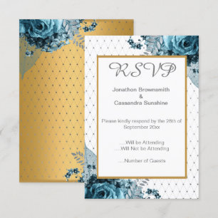 ELEGANTE DOPPELTE FLORALISCHE TURQUOISE GOLD UAWG EINLADUNG