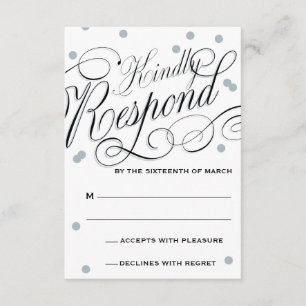 Elegante Dot Silver Response RSVP Karte