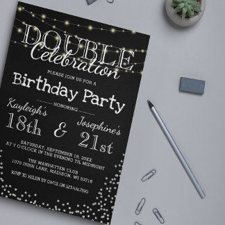 Elegante Double Celebration Birthday Party Einladung