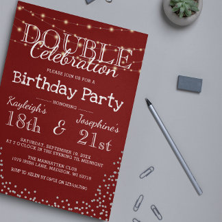 Elegante Double Celebration Birthday Party Einladung