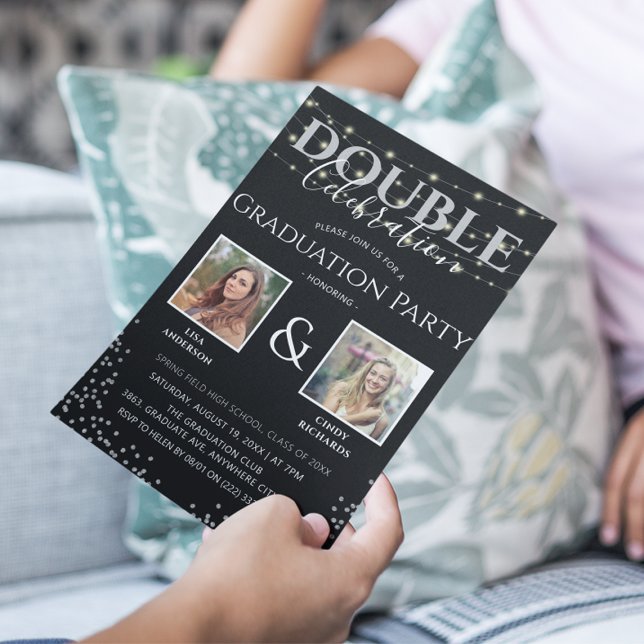 Elegante Double Celebration Graduation Party Einladung (Von Creator hochgeladen)
