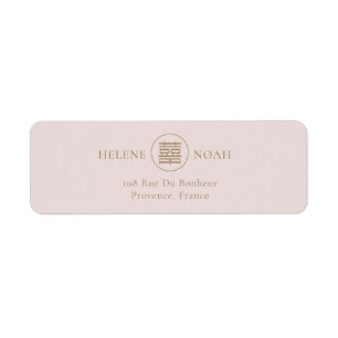 Elegante Double Happiness Pink Wedding Address