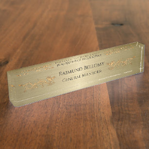 Elegante Dragon Gold Metallic Desk Namplate Namensplakette
