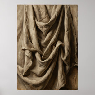 Elegante drapierte Leinenstofftextur Neutral Minim Poster