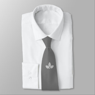 Elegante drei silberne Lorbeerblätter auf Grau Krawatte