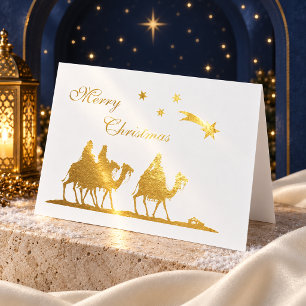 Elegante Drei-Weise-Männer-Goldfolie-Weihnachten Folienkarte