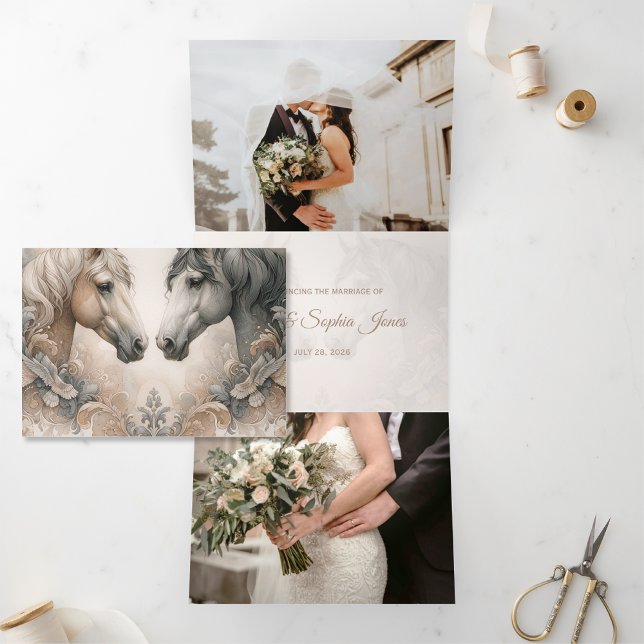 Elegante Dreifachfalte Ankündigung zur Eheschließu (Von Creator hochgeladen)