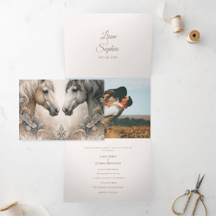 Elegante Dreifachfalte hinzufügen Foto Hochzeit Ei Dreifach Gefaltete Einladung