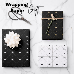 Elegante Dressage Reiten Weißes Schwarzes Gold Geschenkpapier Set