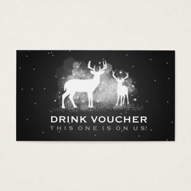 Elegante Drink Voucher Winter Deer Sparkle (Vorderseite)