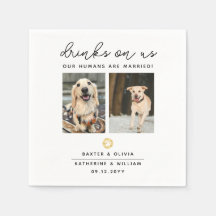 Elegante Drinks auf US Pet 2 Foto Hochzeit Napkin