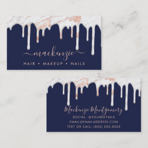 Elegante Dripping Rose Gold Marble Visitenkarte