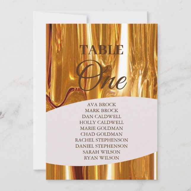 Elegante Driving Gold Tabelle 1 Einsitzkarte Einladung (Vorderseite)
