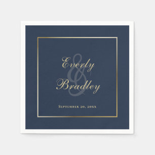 Elegante dunkelblaue goldene Rand Schrift Serviette
