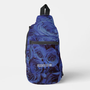 Elegante dunkelblaue Rose blauen Blumen Crossbody Bag