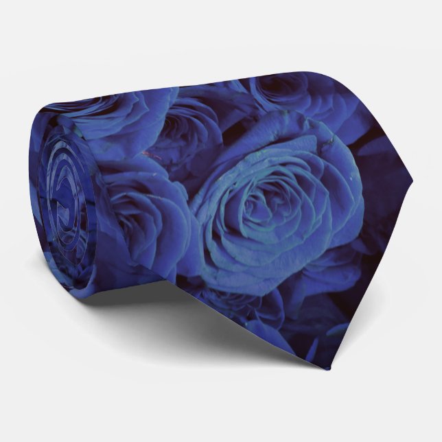 Elegante dunkelblaue Rose blauen Blumen Krawatte (Gerollt)