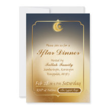 Elegante dunkelblaue und goldene Iftar-Party-Einla